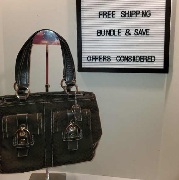 Coach Handbags - COACH SIGNATURE TWO POCKET SATCHEL